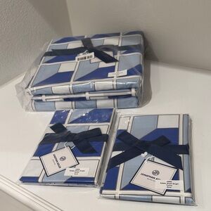 Jonathan Adler Blue and Gray Geometric Sateen Duvet set and Euro Shams